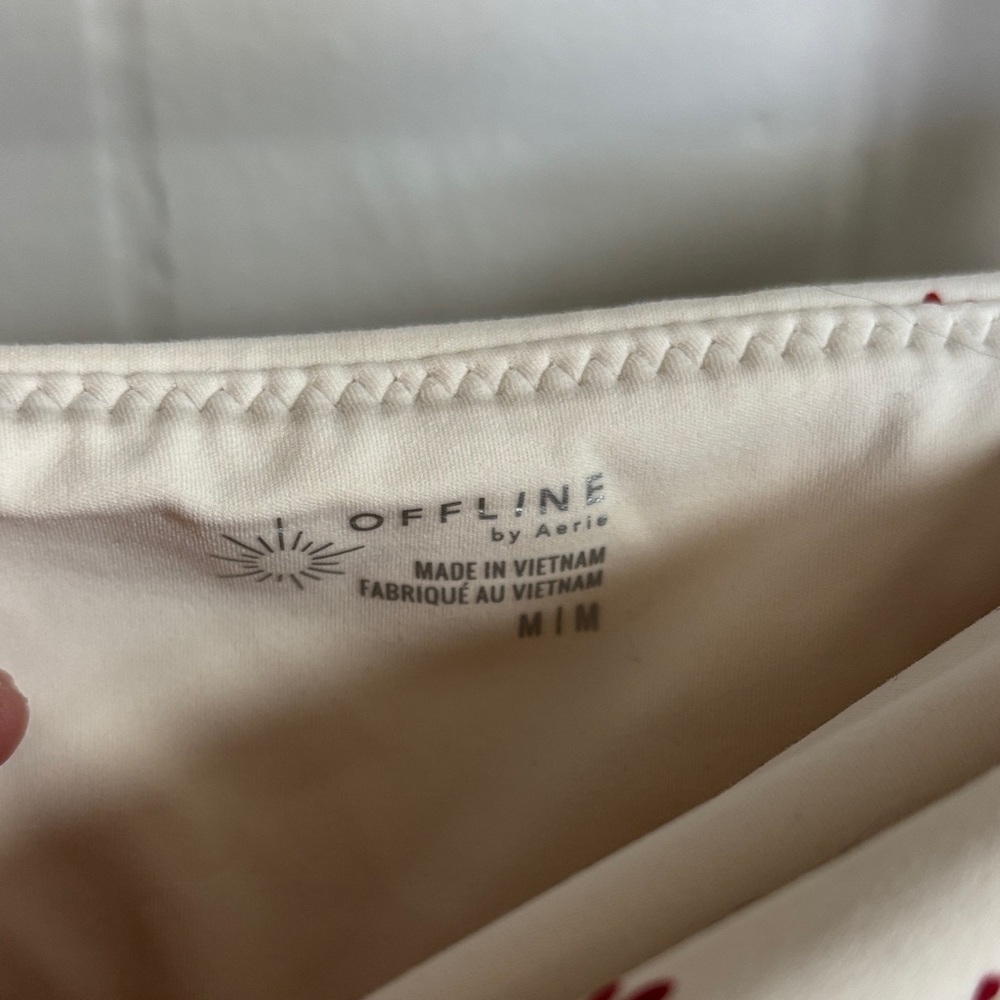 Aerie Cream Tube Top with Red Floral Print - Picture 2 of 3